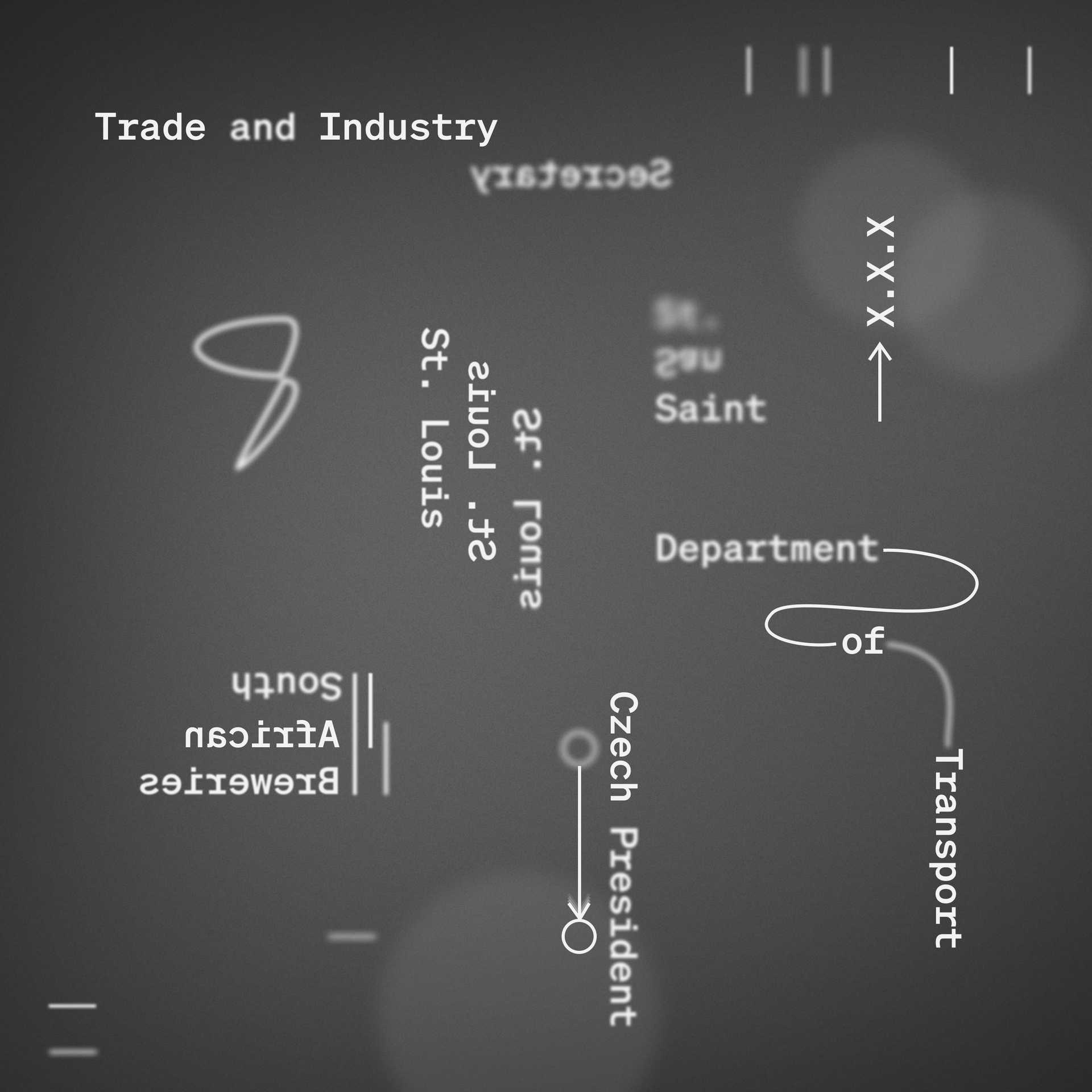 Stylized name chunks, including “St. Louis”, “South African Breweries”, “Department of Transaport” among others